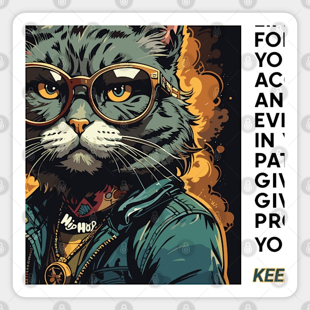 Cat hip-hop Magnet by Mamski Store